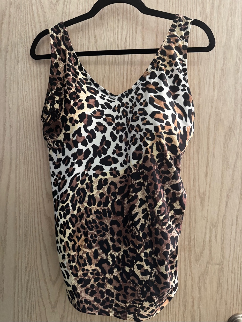 Leopard swimsuit one piece, Swim Tank Top - Brown/Black size 16 NWOT